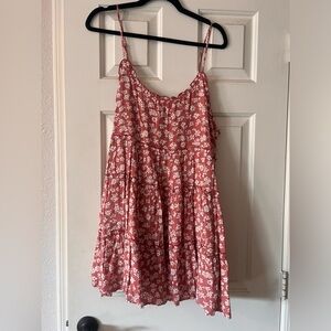 Pink floral mini dress